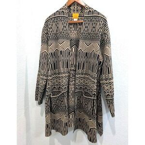 Ruby Road Woman Tribal Open Front Cardigan Sweater with Pockets Plus Size 3X
